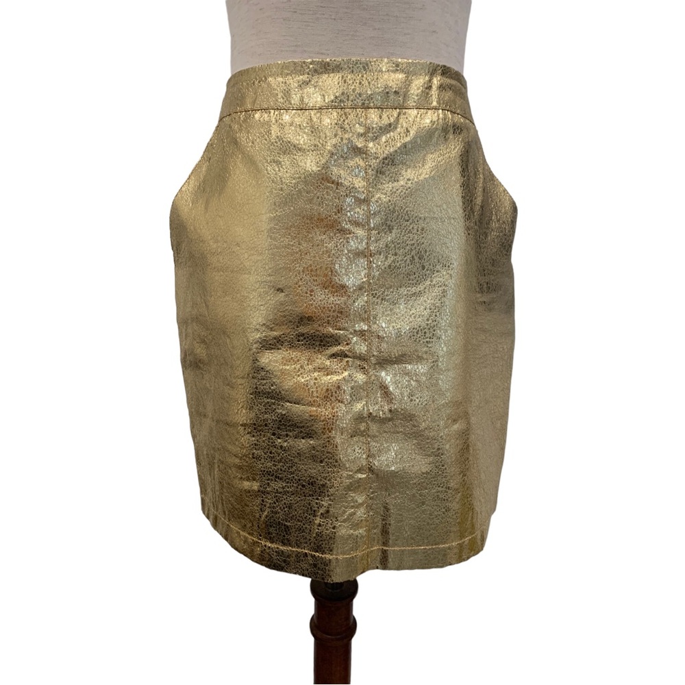 Topshop Gold Textured Metallic Mini Skirt